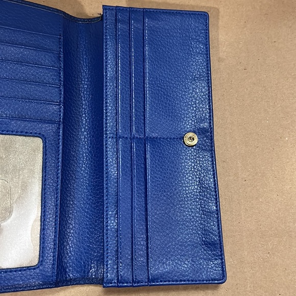 DANTE RFID Ladies Pebbled Leather Wallet Clutch -Blue- like new - Picture 7 of 12